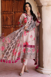 3-PC Unstitched Embroibered Lawn Shirt with Printed Chiffon Dupatta CCS4-14